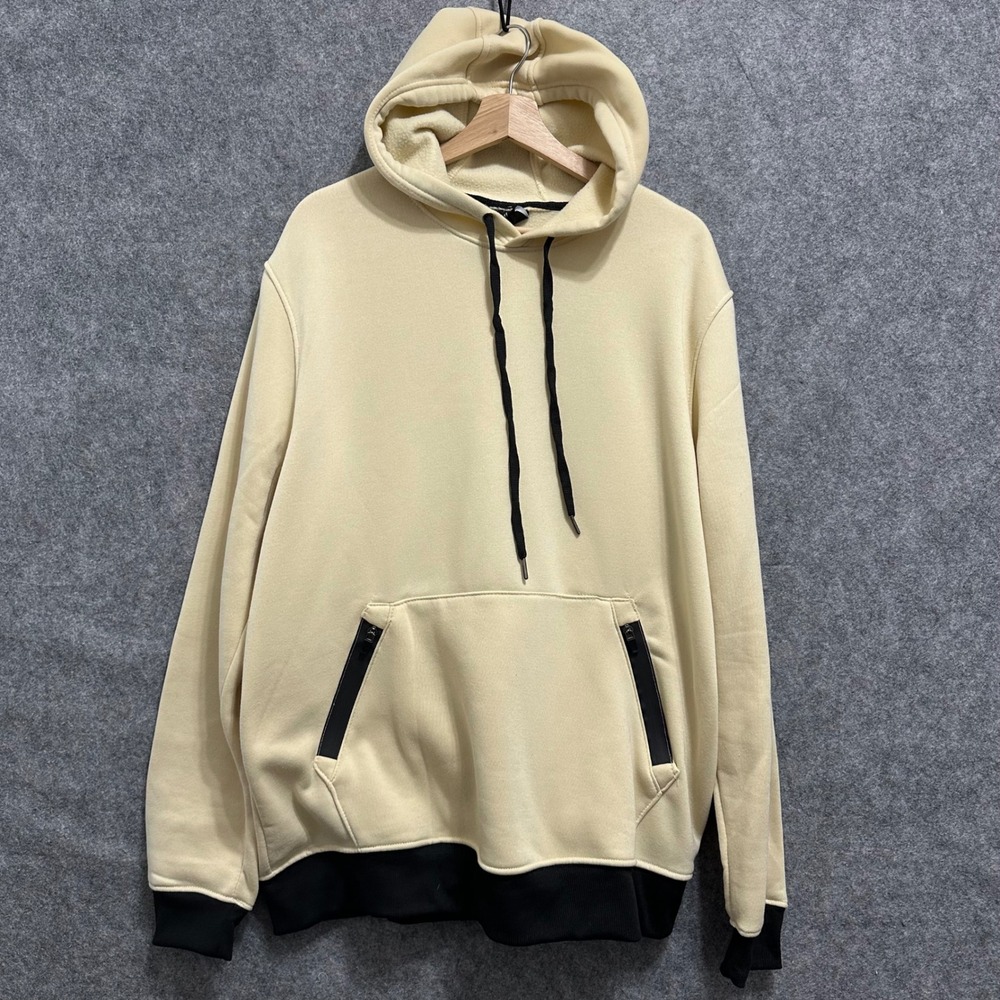 Ascend Hoodie Mens 2XL Tan Black Fleece Pullover‎ Zip Pocket Casual Athleisure